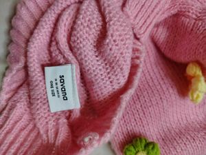 Savana Pink Cropped Cardigan with Floral Appl