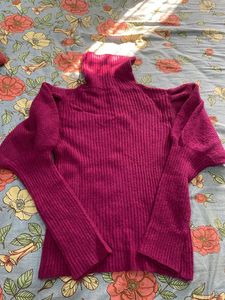 Purple Colour High neck With Puff Sleeves