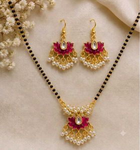 Elegant Green Lotus Mangalsutra Set