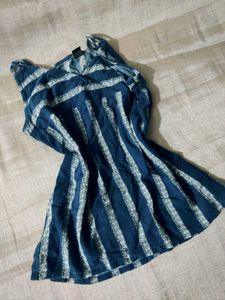 Blue Striped Sleeveless Tunic