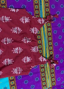 Red Floral Sleeveless Kurta