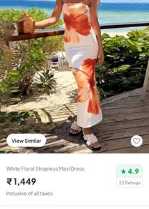 White Floral Strapless Maxi Dress