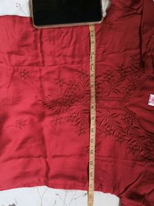Maroon Embroidered Kurta