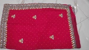 Stunning Embroidered Pink Saree