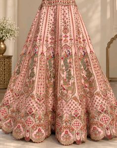 Stunning Pink Peacock Embroidered Lehenga Choli