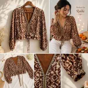 Beautiful Brown Printed Peplum Top – Perfect for F