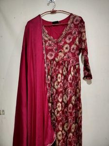 Elegant Maroon Floral Suit set