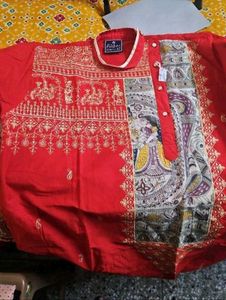 Embroidered Red Kurta