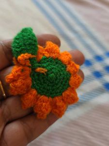 Handmade Crochet Sunflower Hair Clip