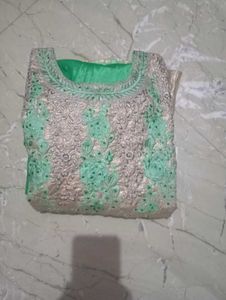 Elegant Mint Green Anarkali Kurta with salwar