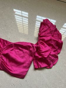 Stylish Pink Blouse with Puff Sleeves