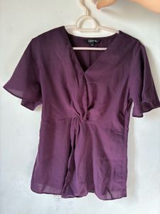 Elegant Purple V-Neck Twist Top