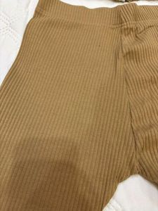 Brown Ribbed Knit Co-ord Set