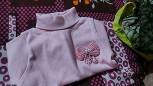 Cute Pink Turtleneck Top with Bow