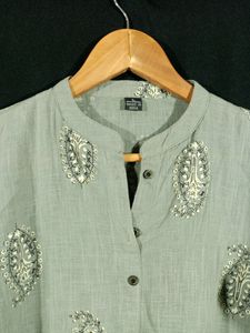 Pastel Green Printed Kurti ( Women's )