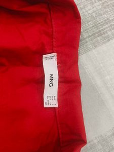MANGO premium Red V-Neck Belted Dress