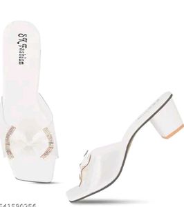 White Bow Heeled Mules