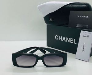 CHANEL Black Rectangular Sunglasses