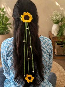 Crochet Sunflower Hair Clip