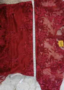 Vero Moda Maroon Lace Overlay Dress L