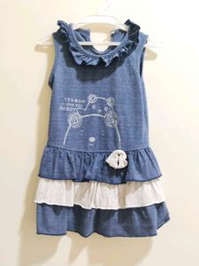 Cute Blue Ruffled Bear Dress