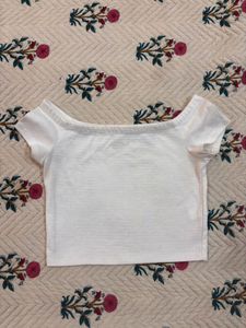 White Off-Shoulder Crop Top