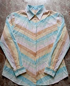 Pastel Chevron Stripe Button-Up Shirt