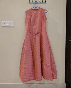 Elegant 2-Piece Indo-Western Pink &amp; Gold Gown