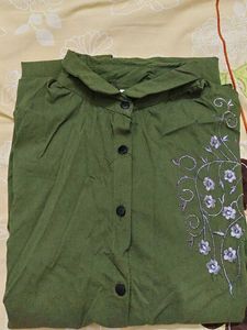 Stylish Olive Green Embroidered Kurta