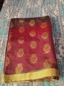 Elegant Red & Gold Saree