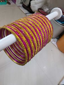 Beautiful Pink & Gold Bangles Set