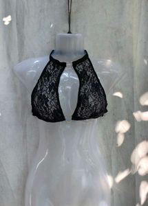 351110. Black Lace Halter Neck Bra