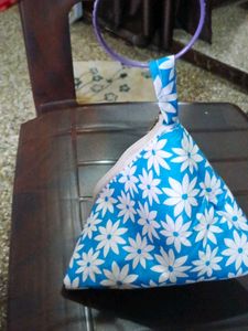 Cute Blue Floral Pouch with Ring
