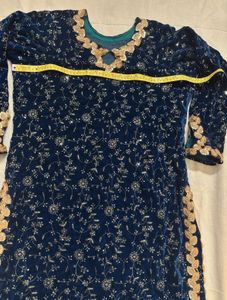 Premium Velvet Suit Set with Embroidery Sequence