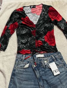 v neck flower print top