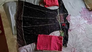 Elegant Black Kurta chudidar and duppata set