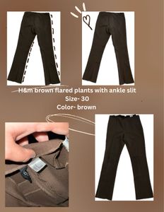 H&m brown ankle slit low waist pants