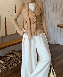 Elegant Draped Long Sleeve Top