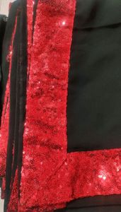 Black saree with Red sequin border