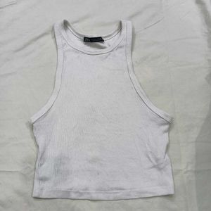 White 🤎Ribbed Crop Tank Top