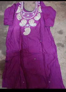 Embroidered Purple Kurti