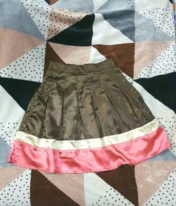 Brown and Pink Satin Skirt