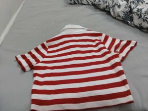 Red and White Striped Polo Shirt