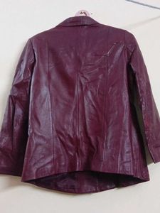 Women's Burgundy Leather Blazer
