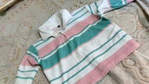 Striped Long Sleeve Polo Shirt