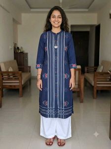 Elegant Blue Printed Kurta Set