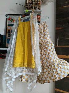 Yellow Kurta Set with Printed Palazzo