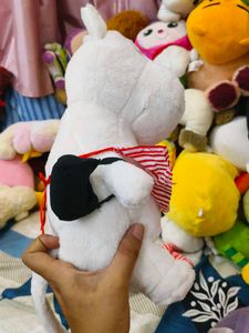 Cute Moomin Plush Toy with Red Striped Collar