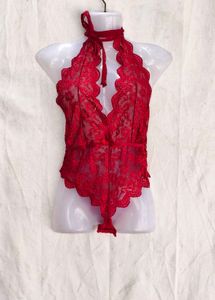 I. Sexy Red Lace Teddy Lingerie
