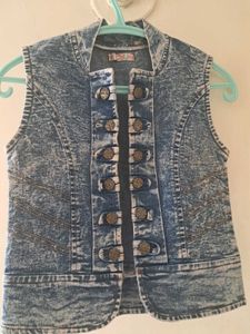 Blue Denim Sleeveless Jacket